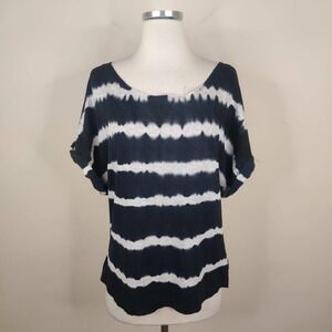 Bebe Top Tie Dye Short Sleeve Loose Fit Stretch Knit Shirt